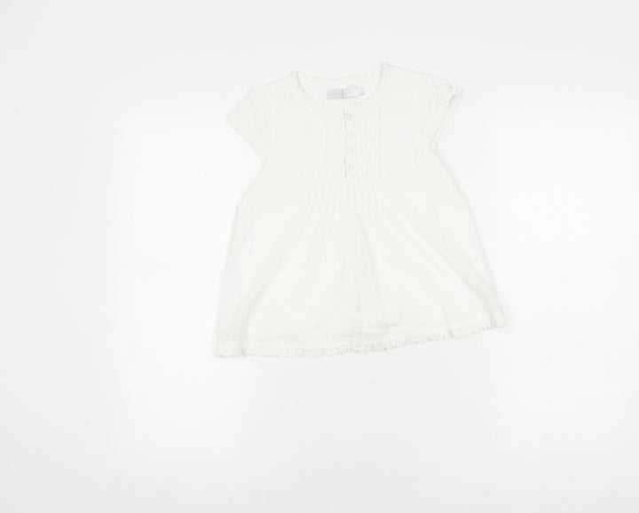 Jasper Conran Girls White Short Sleeve Cotton Dress, 7 Years