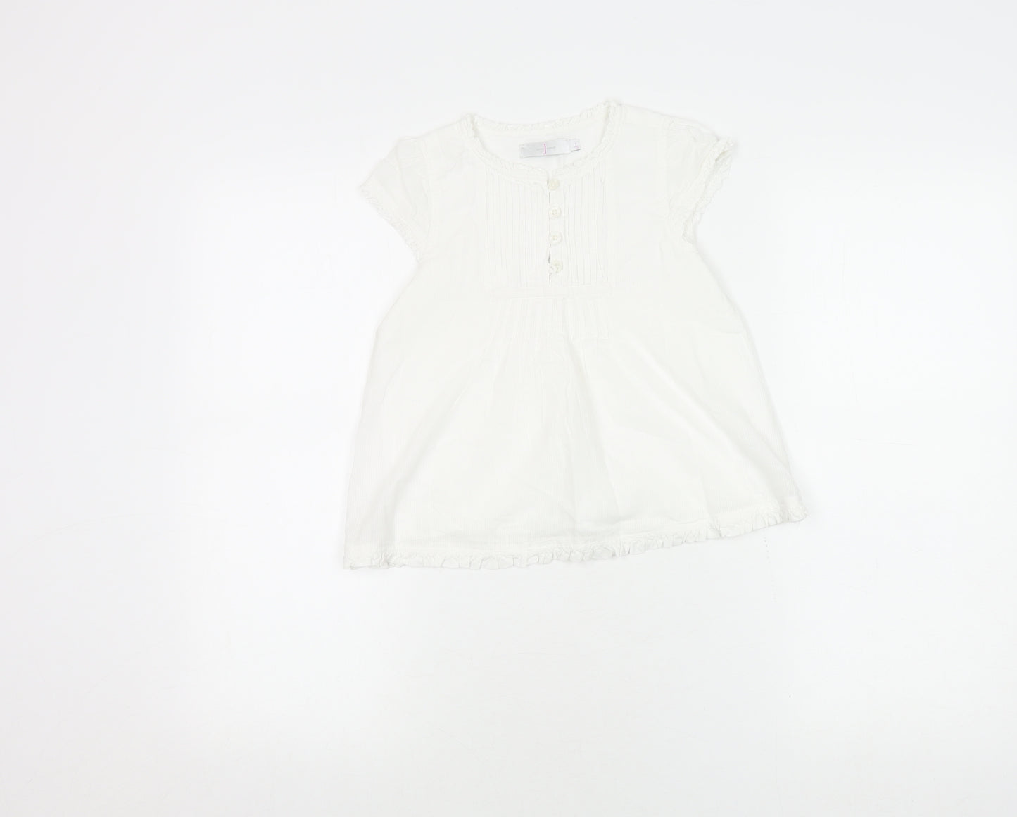Jasper Conran Girls White Short Sleeve Cotton Dress, 7 Years