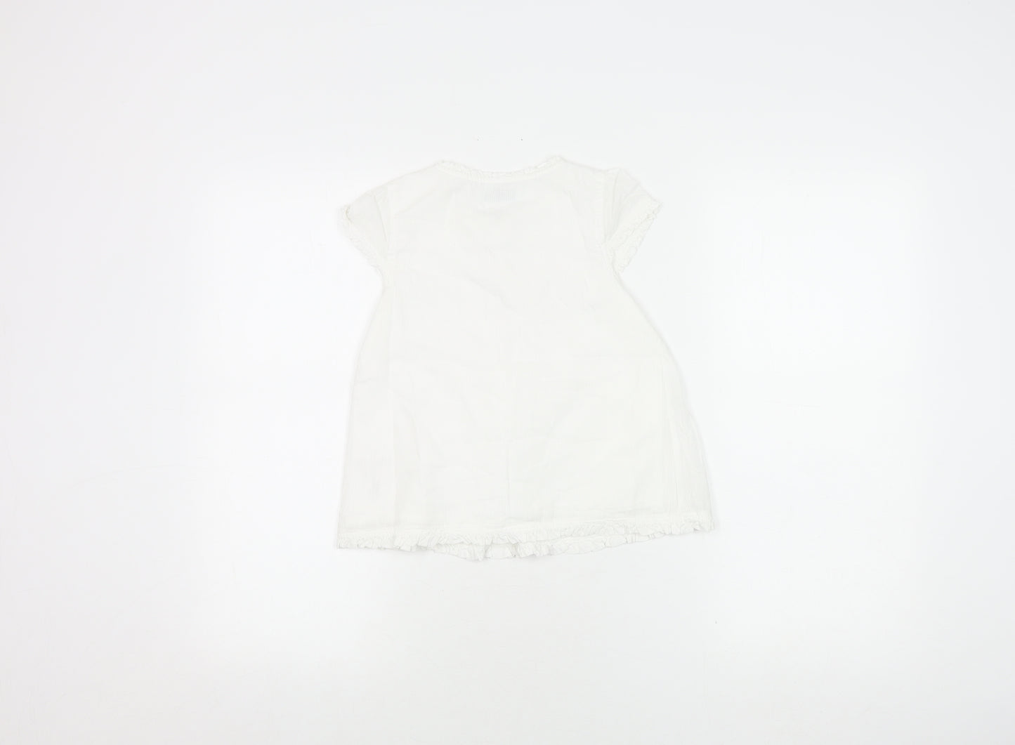 Jasper Conran Girls White Short Sleeve Cotton Dress, 7 Years