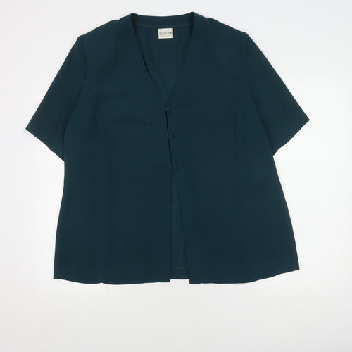Eastex Women's Green Blouse Size 18 V-Neck Short Sleeve