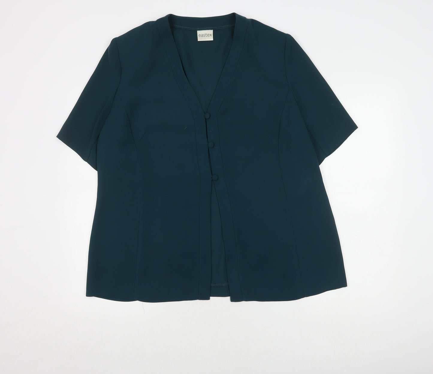 Eastex Women's Green Blouse Size 18 V-Neck Short Sleeve