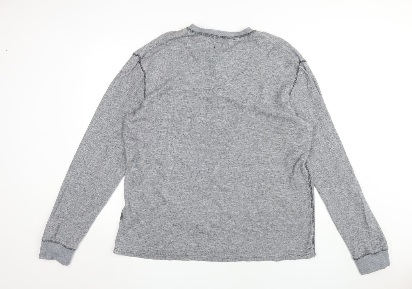 Next Men's Grey 3XL Henley T-Shirt, Long Sleeve