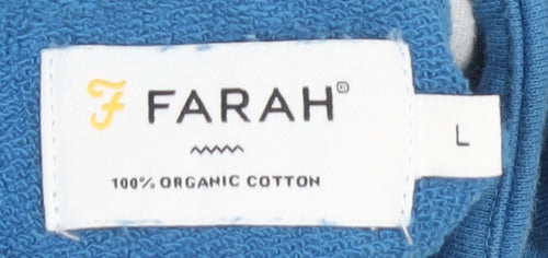 Farah Men's Blue Logo 1/2 Zip Sweatshirt L