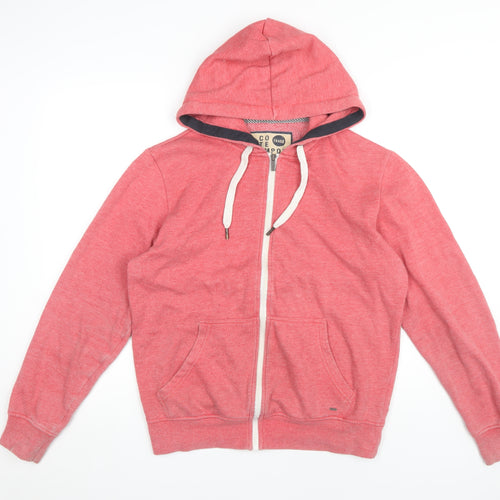 Solid Men's Red Full Zip Hoodie Small
