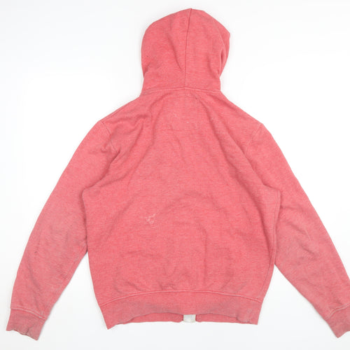 Solid Men's Red Full Zip Hoodie Small