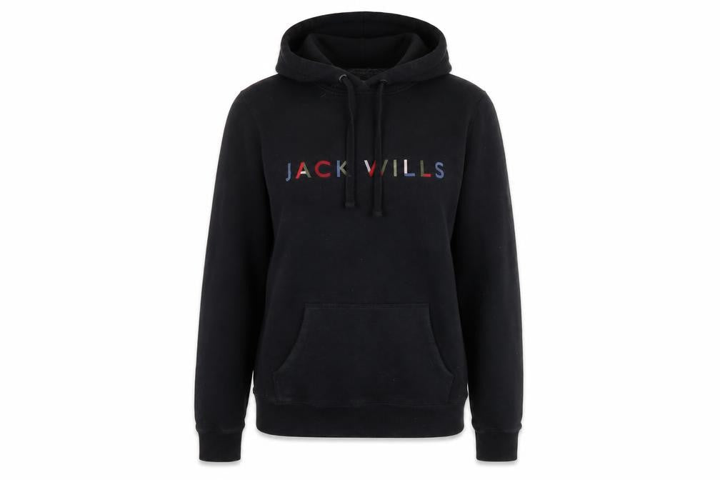 Front view of Jack Wills Women's Black Pullover Hoodie, size 6