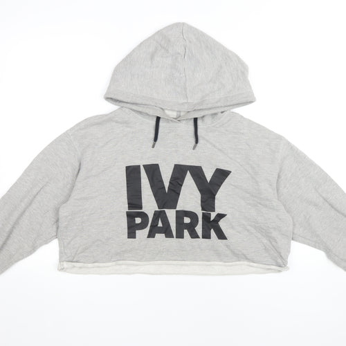 Ivy Park Women's Grey Cropped Hoodie - Medium