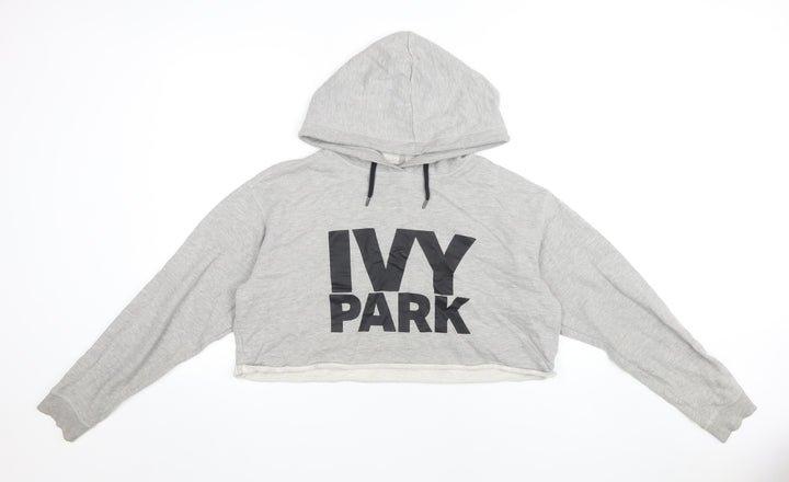 Ivy Park Women's Grey Cropped Hoodie - Medium