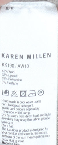 Karen Millen Women's Beige 3/4 Sleeve Collared Cardigan