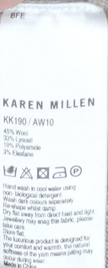Karen Millen Women's Beige 3/4 Sleeve Collared Cardigan