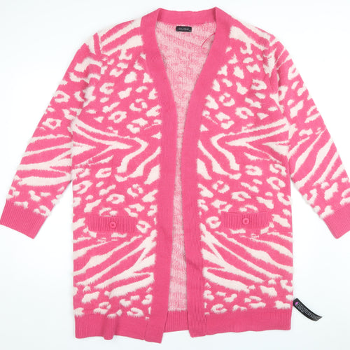 Dusk Women's Pink Animal Print Cardigan Size 16