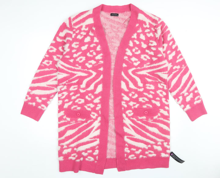 Dusk Women's Pink Animal Print Cardigan Size 16