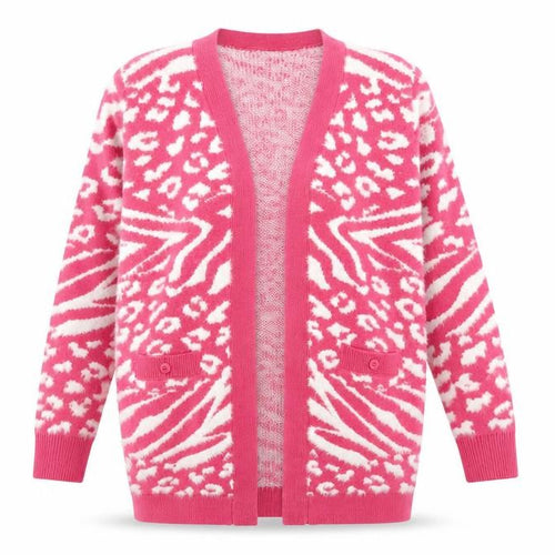 Dusk Women's Pink Animal Print Cardigan Size 16