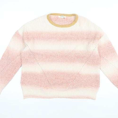 White Stuff Women's Pink Striped Pullover Jumper UK 12