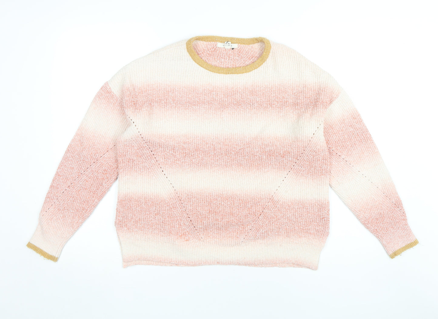 White Stuff Women's Pink Striped Pullover Jumper UK 12