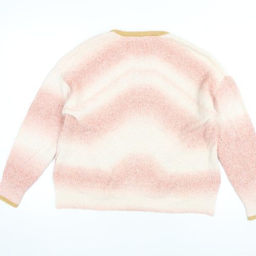 White Stuff Women's Pink Striped Pullover Jumper UK 12