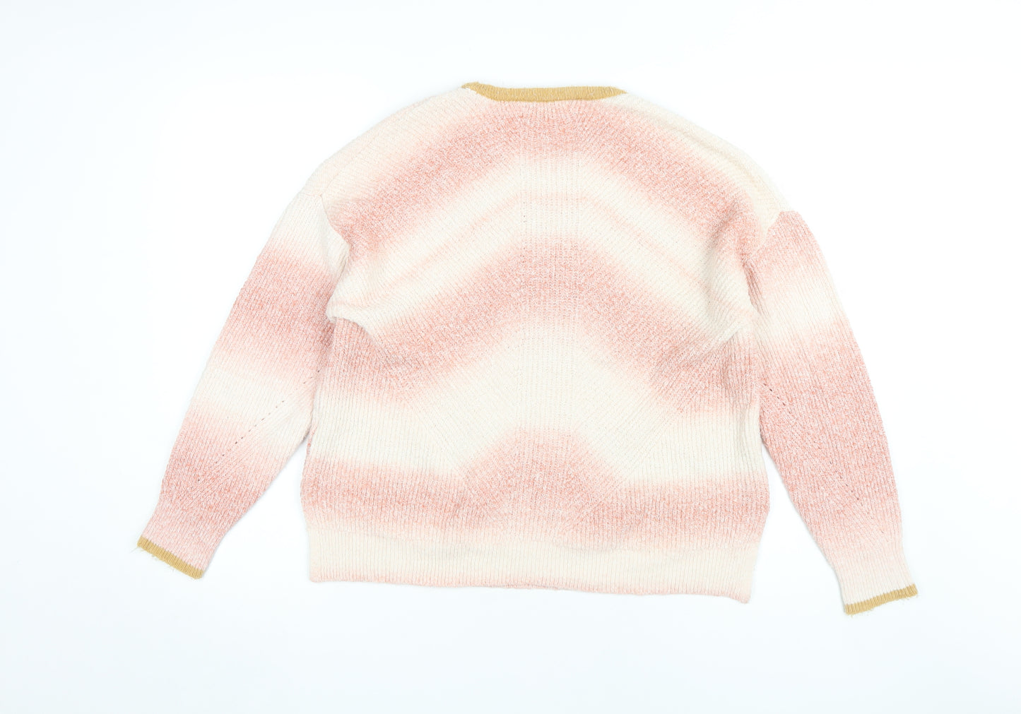 White Stuff Women's Pink Striped Pullover Jumper UK 12