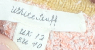 White Stuff Women's Pink Striped Pullover Jumper UK 12