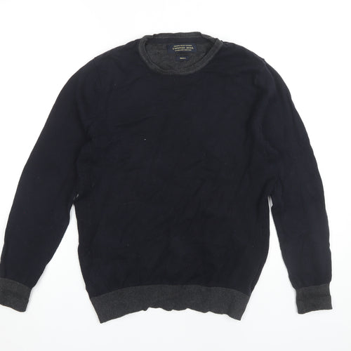 Twisted Soul Men's Black Cotton Pullover Jumper Small