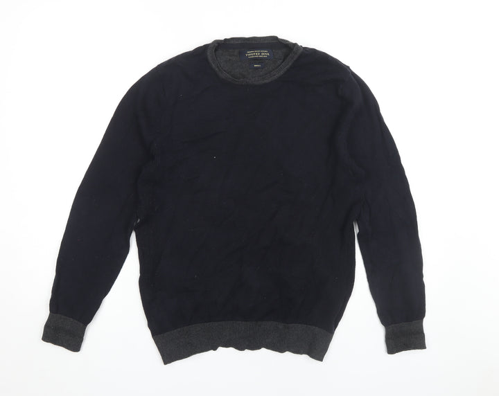 Twisted Soul Men's Black Cotton Pullover Jumper Small
