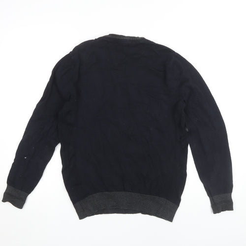 Twisted Soul Men's Black Cotton Pullover Jumper Small