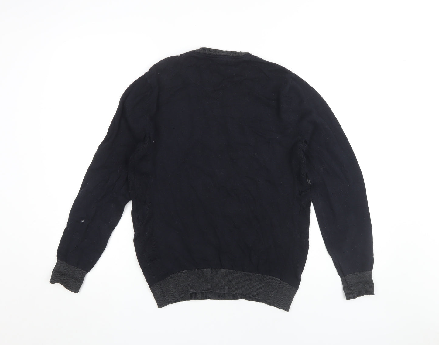 Twisted Soul Men's Black Cotton Pullover Jumper Small