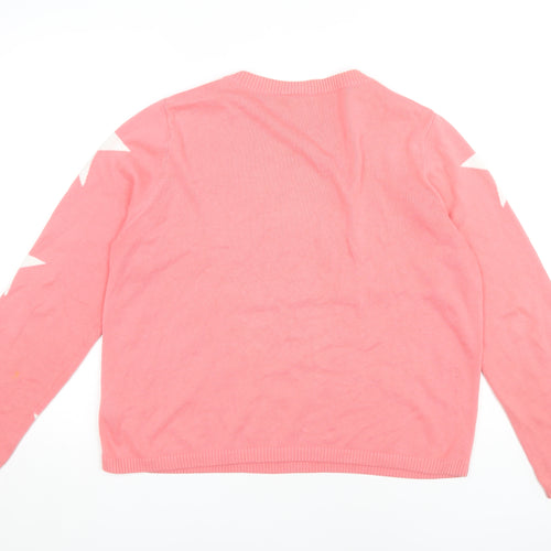 Marks and Spencer Women's Pink Star Jumper Size 14