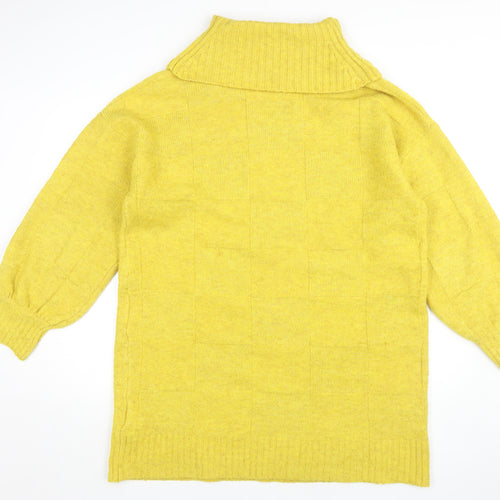 River Island Women’s Yellow Cowl Neck Knit Dress L