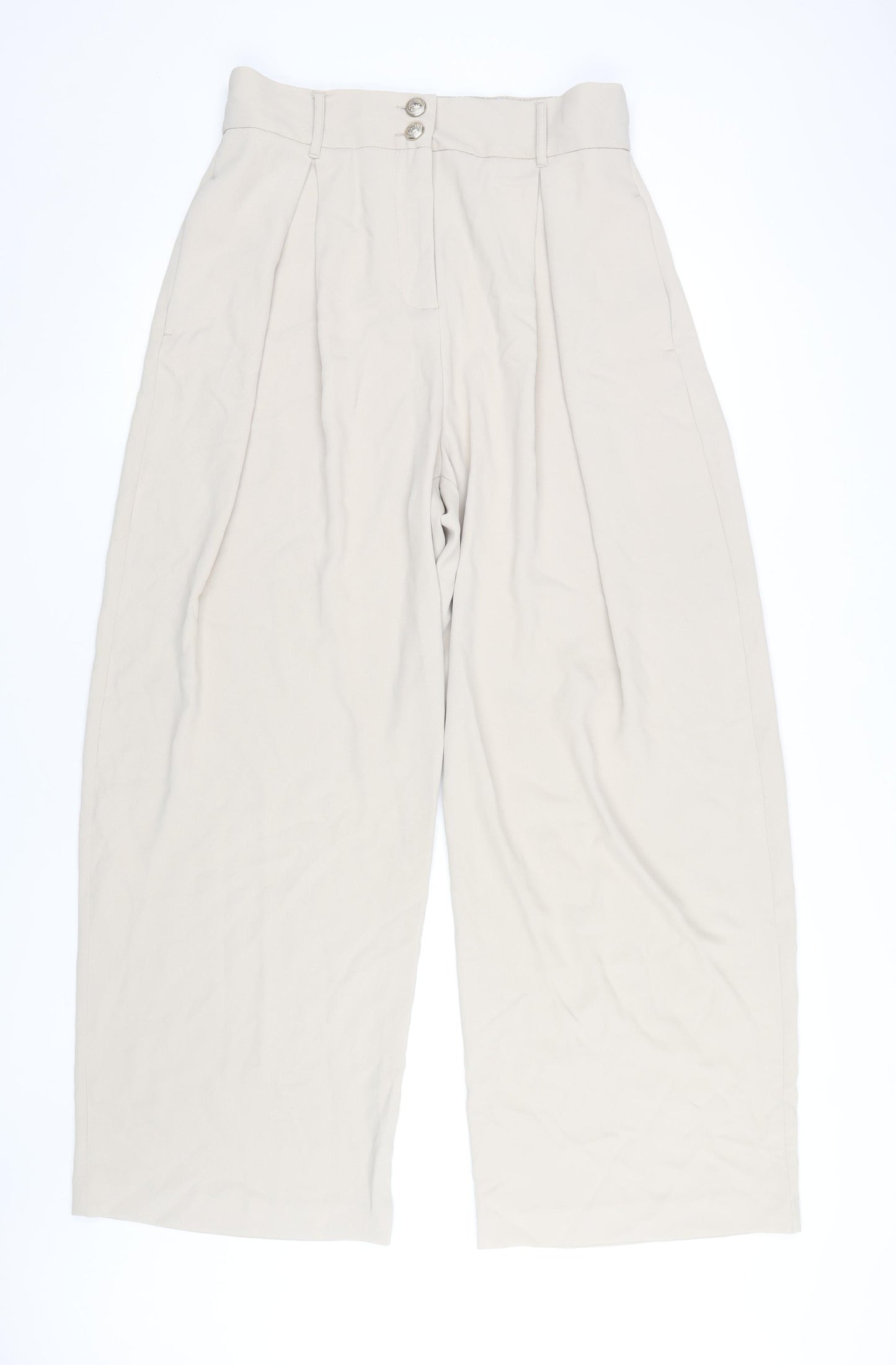 River Island Women’s Beige Wide-Leg Trousers, Size 16