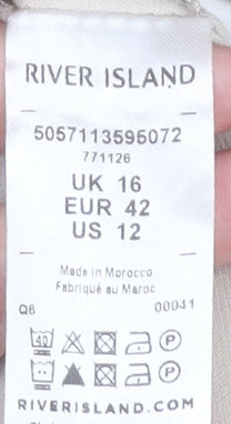 River Island Women’s Beige Wide-Leg Trousers, Size 16