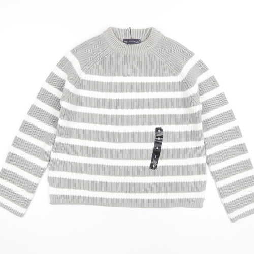 Marks and Spencer Women's Grey Striped Pullover Jumper S