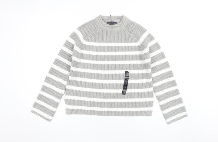 Marks and Spencer Women's Grey Striped Pullover Jumper S