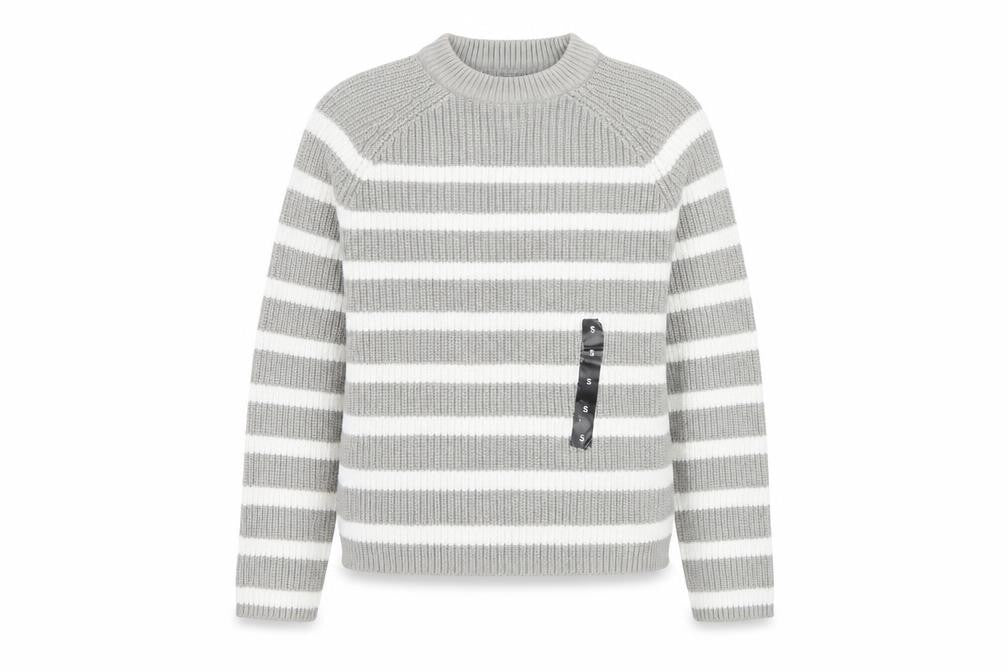 Front view of Marks & Spencer Women's Grey Striped jumper S
