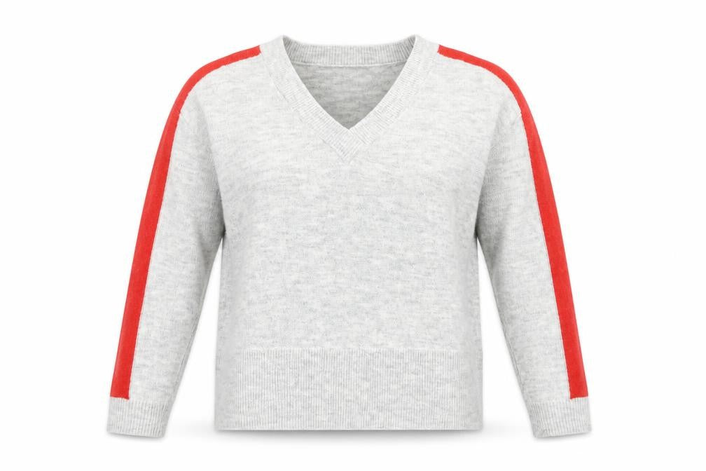 Front view of ASOS Women's Grey V-Neck jumper, size 10
