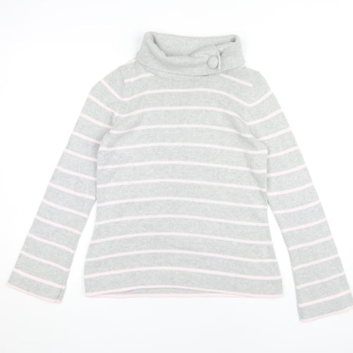 Marks and Spencer Women's Grey Striped Roll Neck Jumper