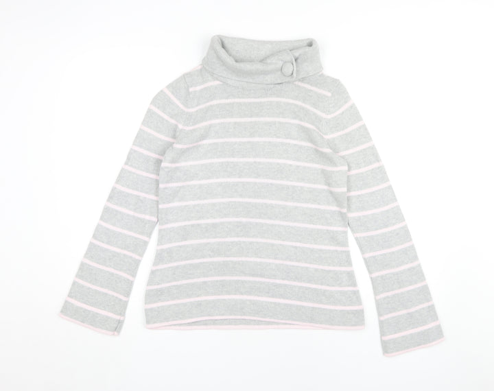 Marks and Spencer Women's Grey Striped Roll Neck Jumper