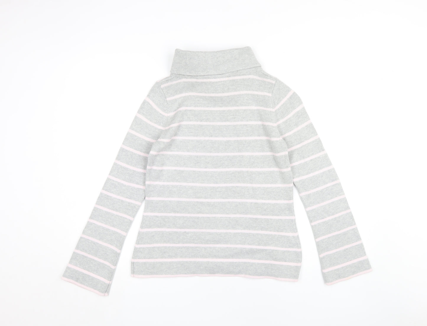 Marks and Spencer Women's Grey Striped Roll Neck Jumper