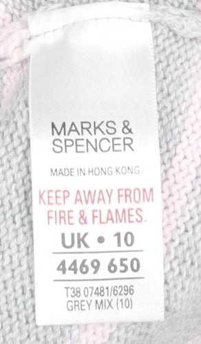 Marks and Spencer Women's Grey Striped Roll Neck Jumper
