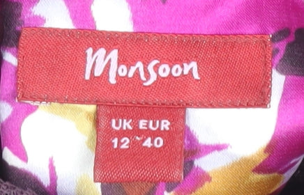 Monsoon Women's Purple Floral A-Line Midi Dress Size 12