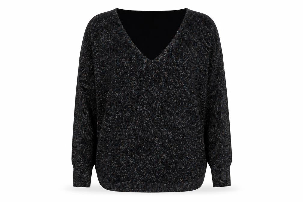 Front view of Oasis Women's Black V-Neck jumper -, size L