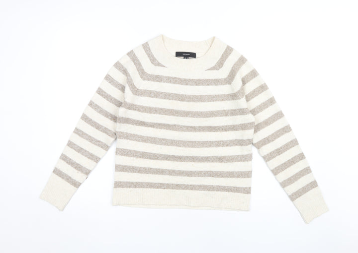 Vero Moda Women's Beige Striped Pullover Jumper XS