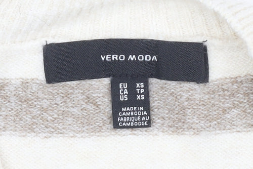 Vero Moda Women's Beige Striped Pullover Jumper XS