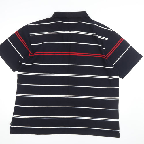 Marks & Spencer Men's Black Striped Polo, XL
