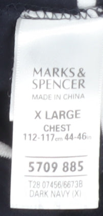 Marks & Spencer Men's Black Striped Polo, XL