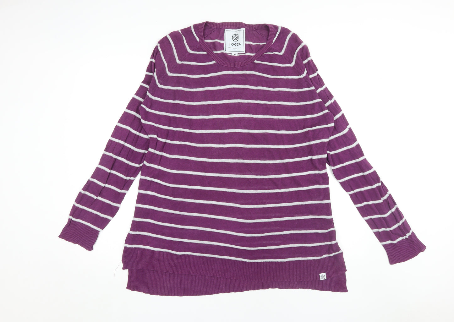 TOG24 Women's Purple Striped Pullover Jumper Size 16