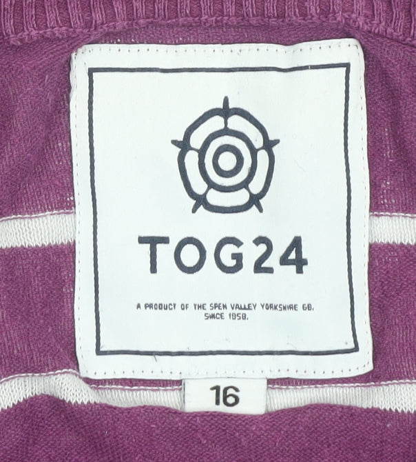 TOG24 Women's Purple Striped Pullover Jumper Size 16
