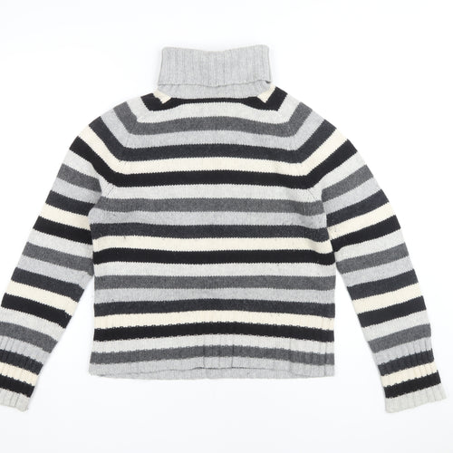 GAP Women's Striped Roll Neck Jumper, Multicoloured, M