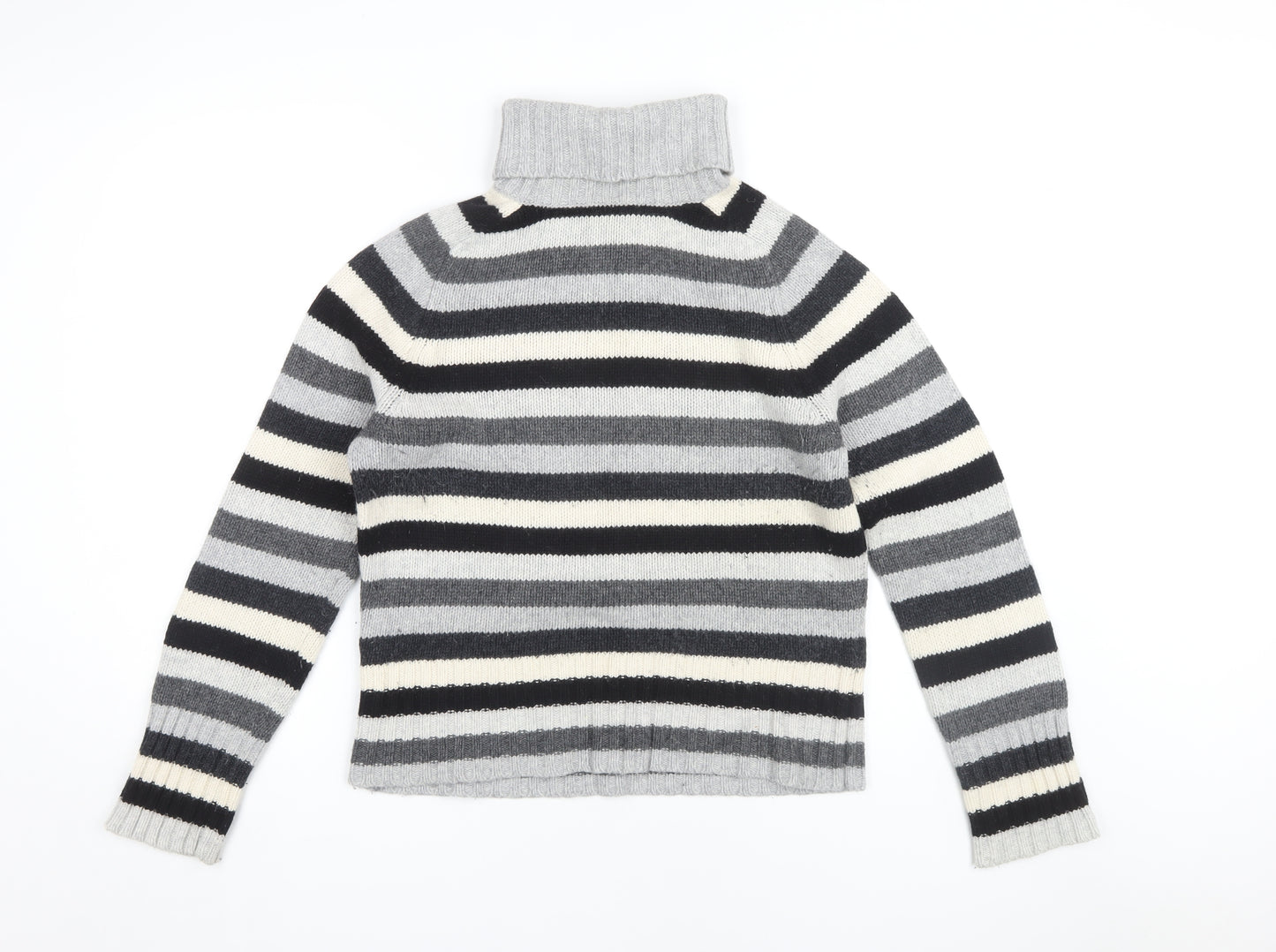 GAP Women's Striped Roll Neck Jumper, Multicoloured, M