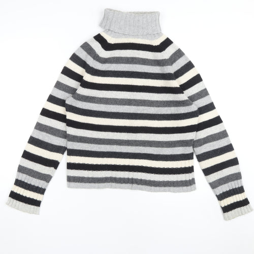 GAP Women's Striped Roll Neck Jumper, Multicoloured, M