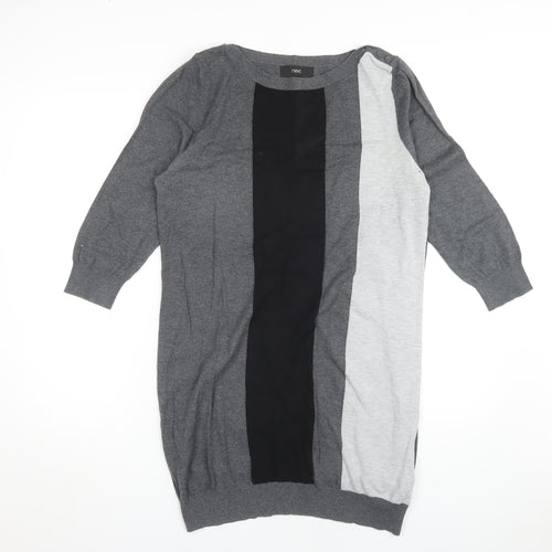 Next Women's Grey Colourblock Shift Dress Size 16